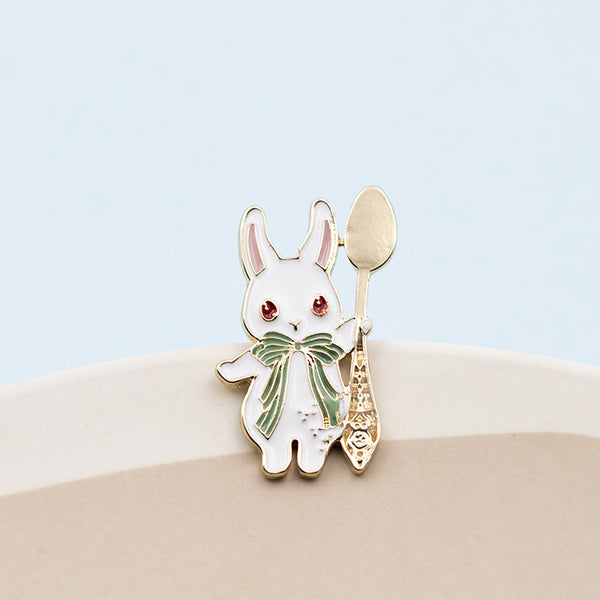 bunny with spoon and fork pin
