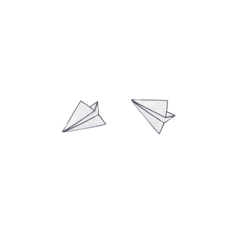 Paper plane stud earrings