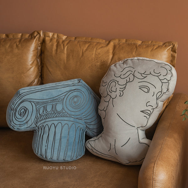 Michelangelo David Face Cushion Classical Sculpture Throw Pillow