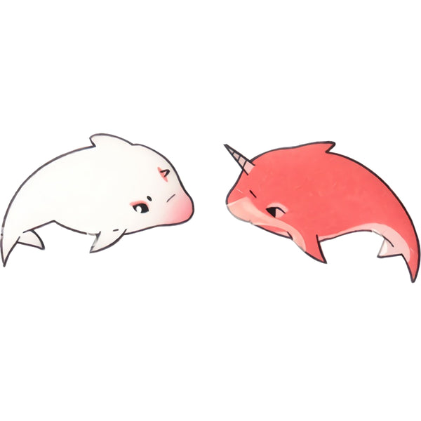 Einhorn Delphin Ohrringe (zwei Farben in einem Paar)