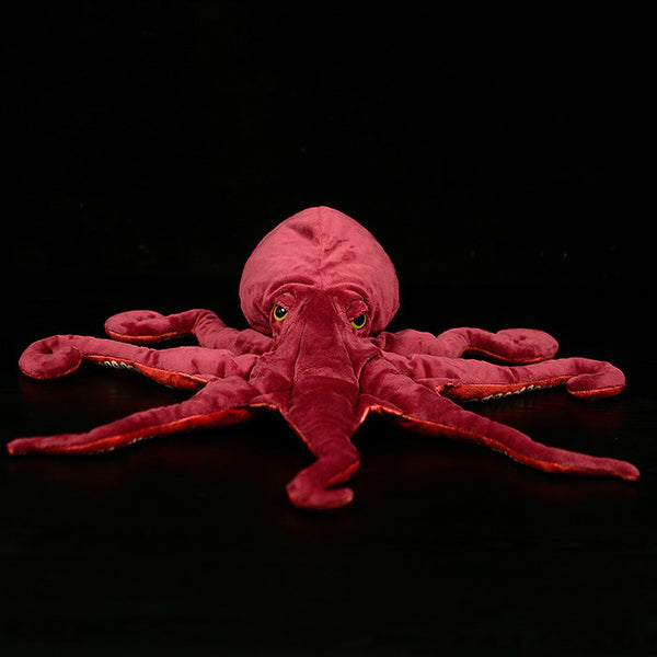Realistic red octopus plush